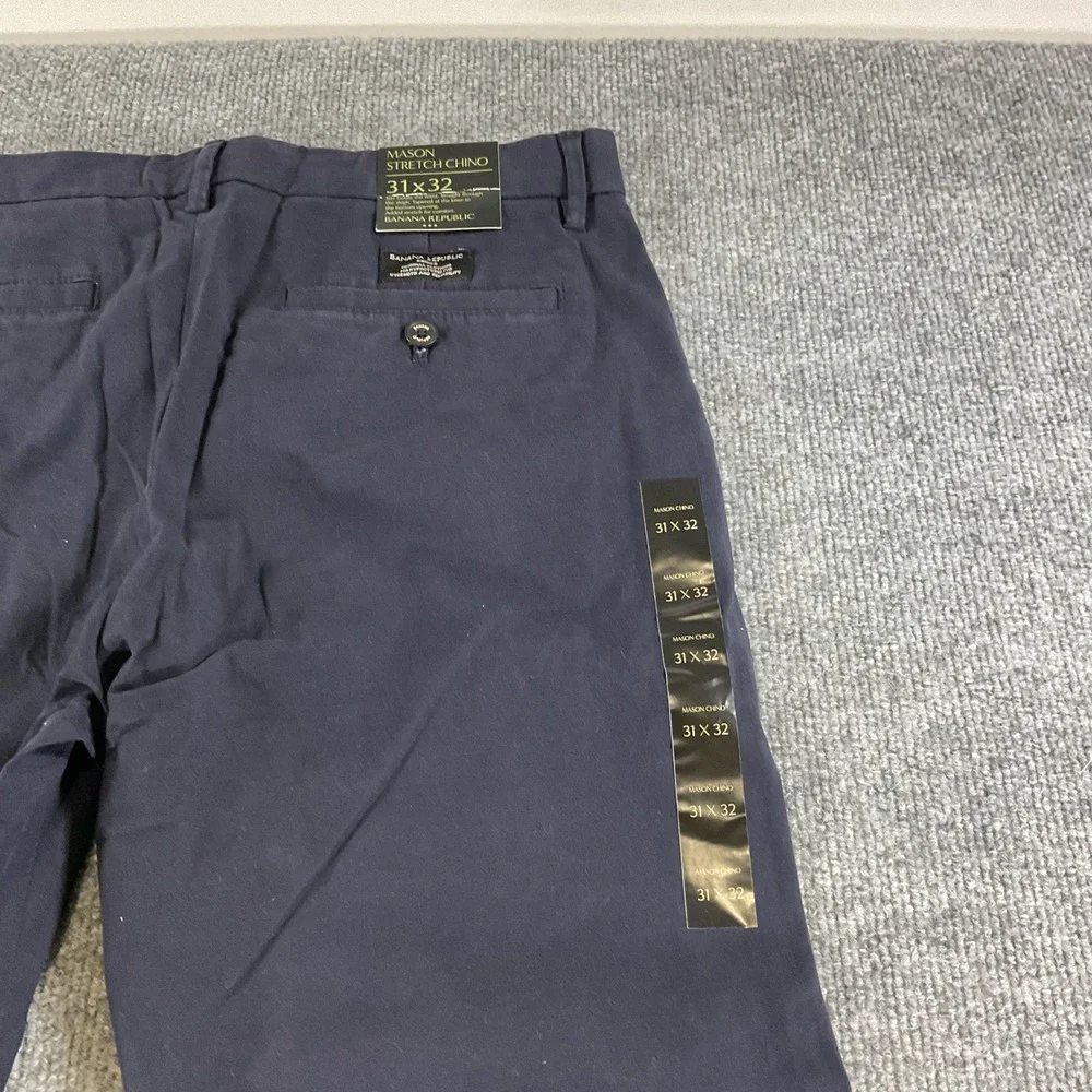 Banana Republic Mason Stretch Chino Pants 31x32 Navy Slim Casual Mens NEW